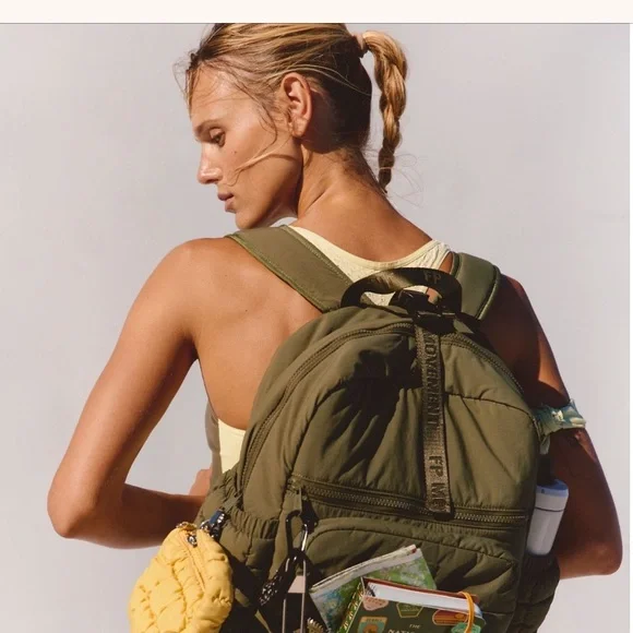 Free People Quilted Backpack in off white EUC - Picture 2 of 9